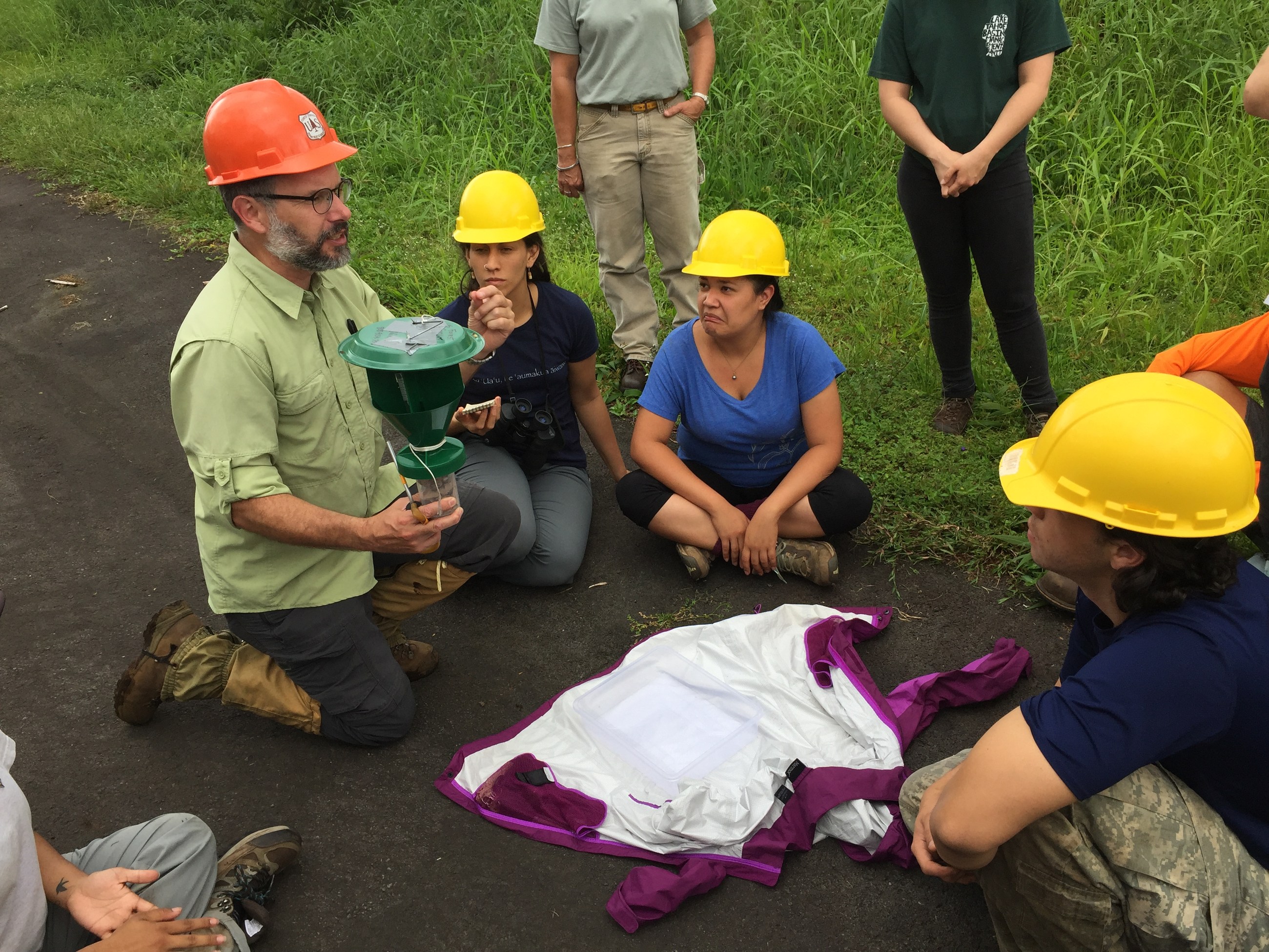 A U.S. Forest Service scientist explains an insect trap and the spread of forest diseases in Hawaii in 2018.